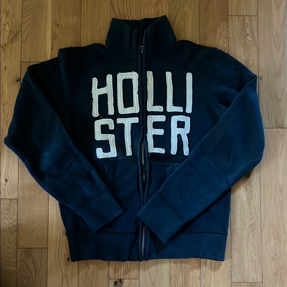 Hollister Blue Zip-Up Jacket with High Collar